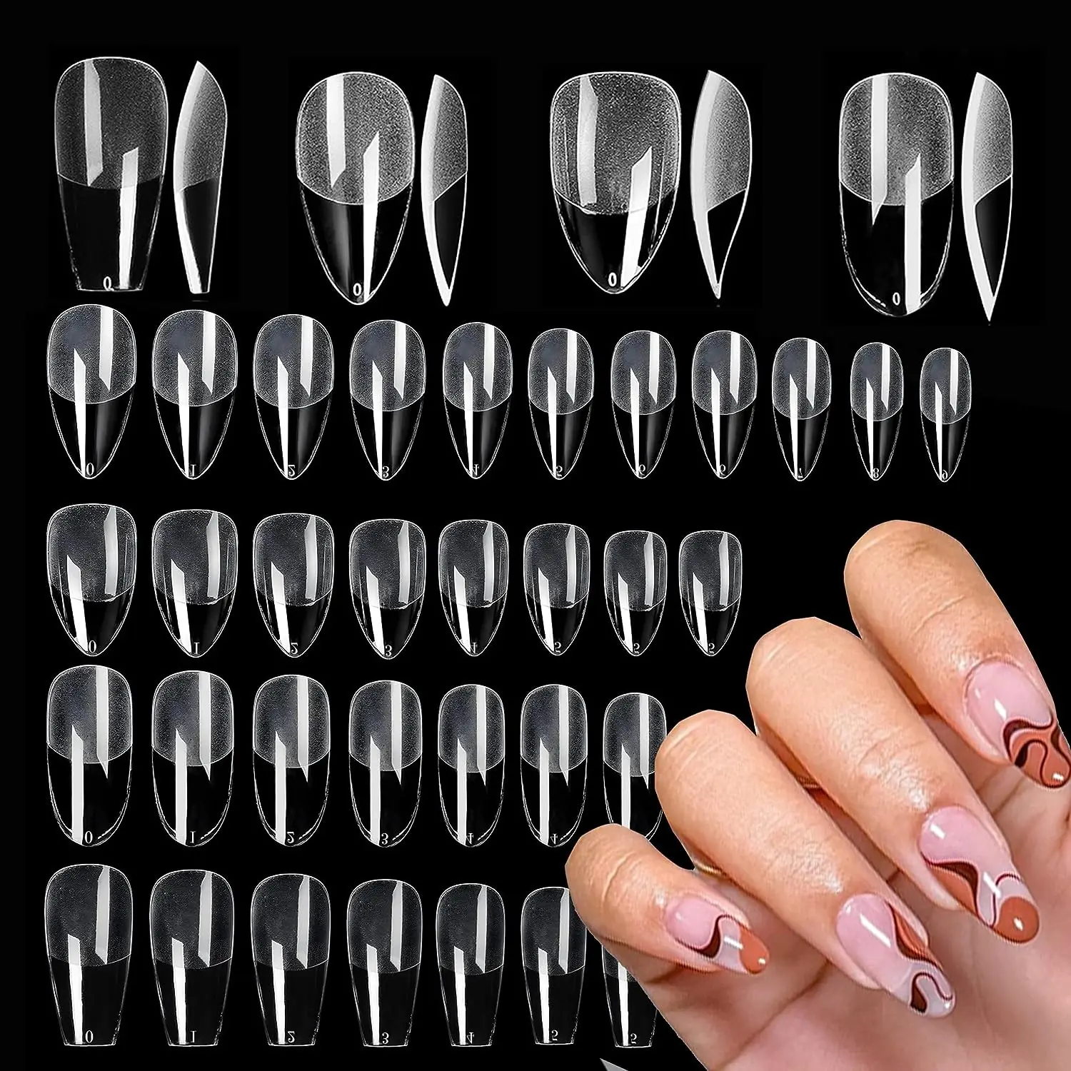 

120PCS Soft Gel Nail Tips Clear No Creases Half Matte False Nail Extension Full Cover Nail Tips Press on Nails for DIY Nail Art