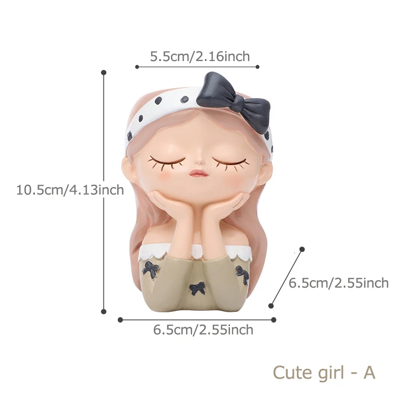 Charming Girl Portrait Succulent Planter - Decorative Floral Pot