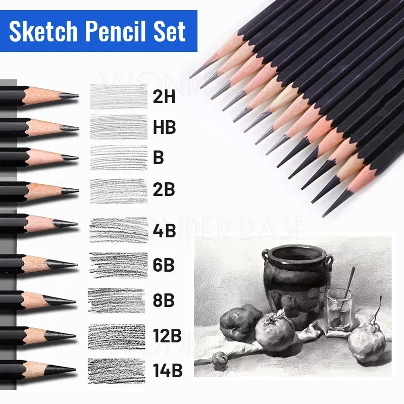 Sketch Pencils Sketch Drawing Tools 3/6/12pcs 2H HB B 2B 4B 6B 8B 12B 14B Graphite Sketch Pencils For Sketch Beginner Enthusiast Artist