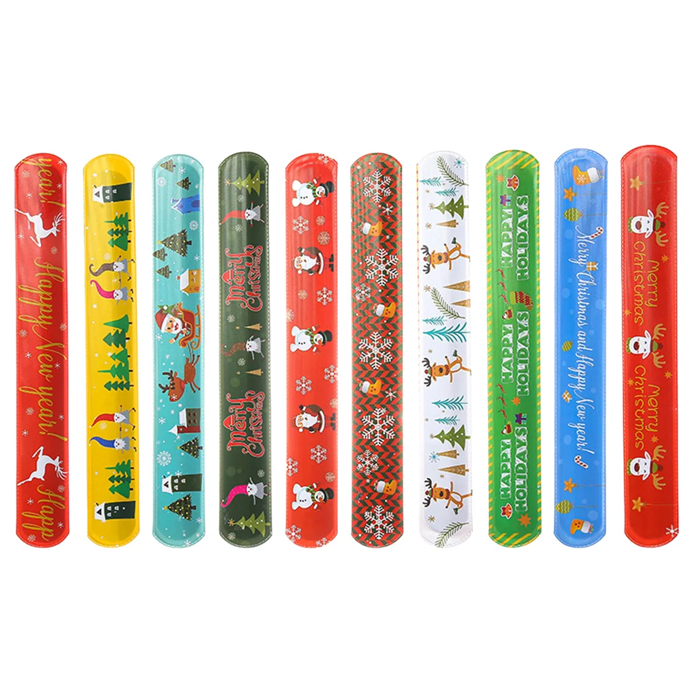 

30 Pcs Bracelet Christmas Crack Snap Bracelets for Hand Ring Slap Wristbands Gift Clap Circle Child