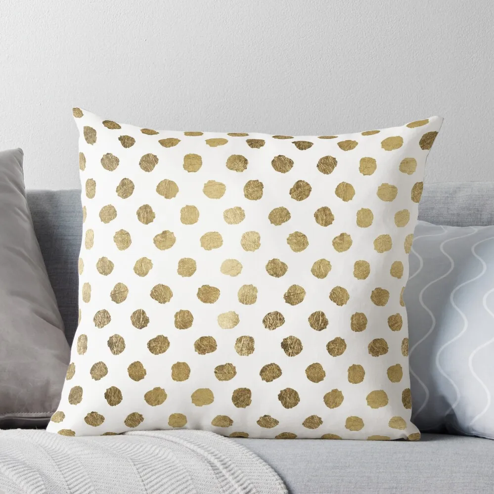 

Luxurious faux gold leaf polka dots brushstrokes Throw Pillow Luxury Cushion Cover Christmas Pillow Cases
