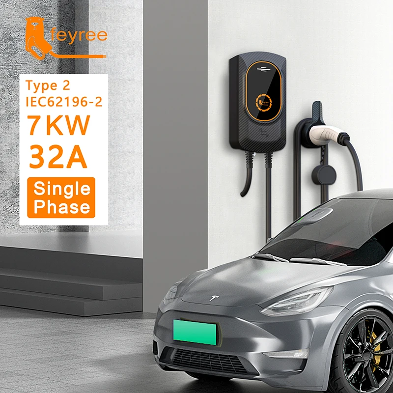 Chargeur EV Type 2 32A 1 Phase EVSE Wallbox Station de recharge de voiture  électrique