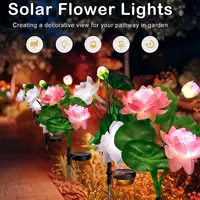Solar Lotus Flowers Lights Heads IP65 Waterproof Garden Decor Outdoor Landscape Lamp for Yard Garden Pathway Porch Lawn Backyard 1