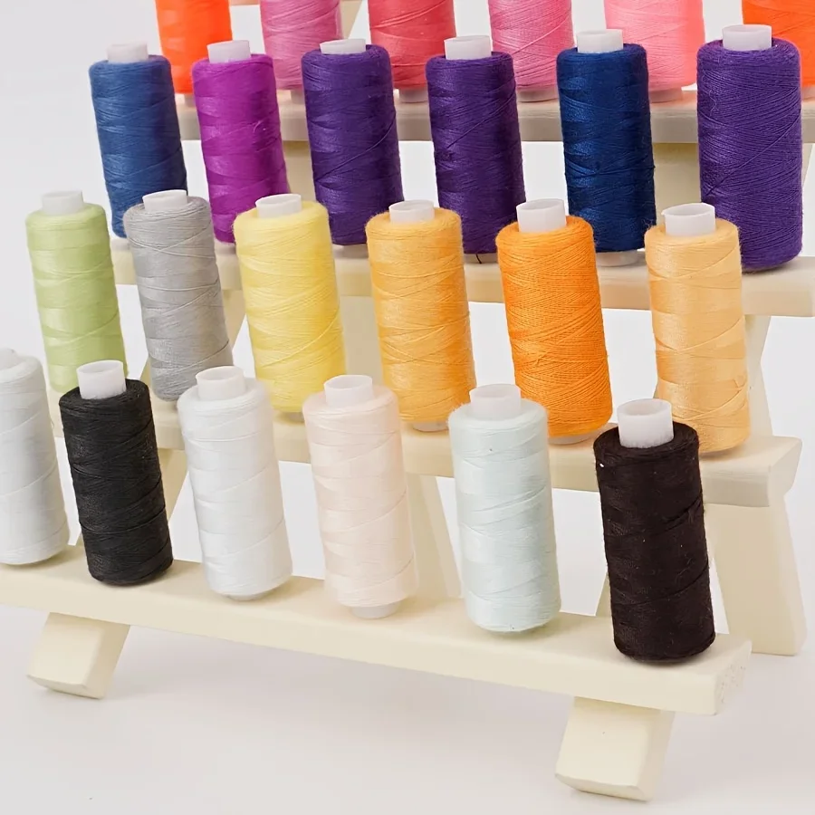 30 Roll Wooden Thread Holder-Self-standing Sewing Thread Organizer, Wooden Holder, Sewing, Embroidery (white/pink)