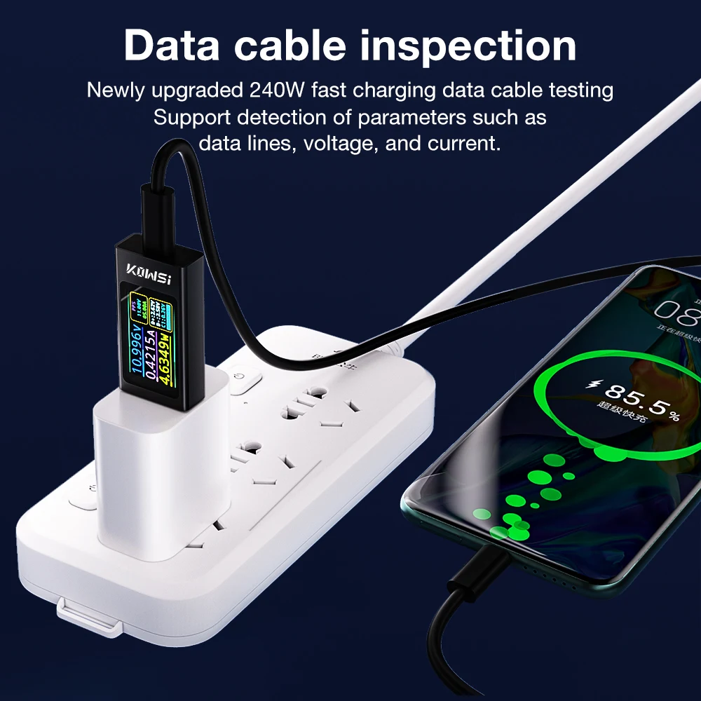 Type-C Tester with Color Screen Display - Voltage & Current Meter and Power Monitor