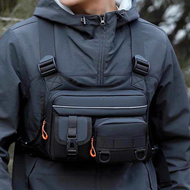 Borsa da petto da uomo e borsa da moto, borsa tattica resistente e leggera, gilet per corsa ed escursioni - immagine 2
