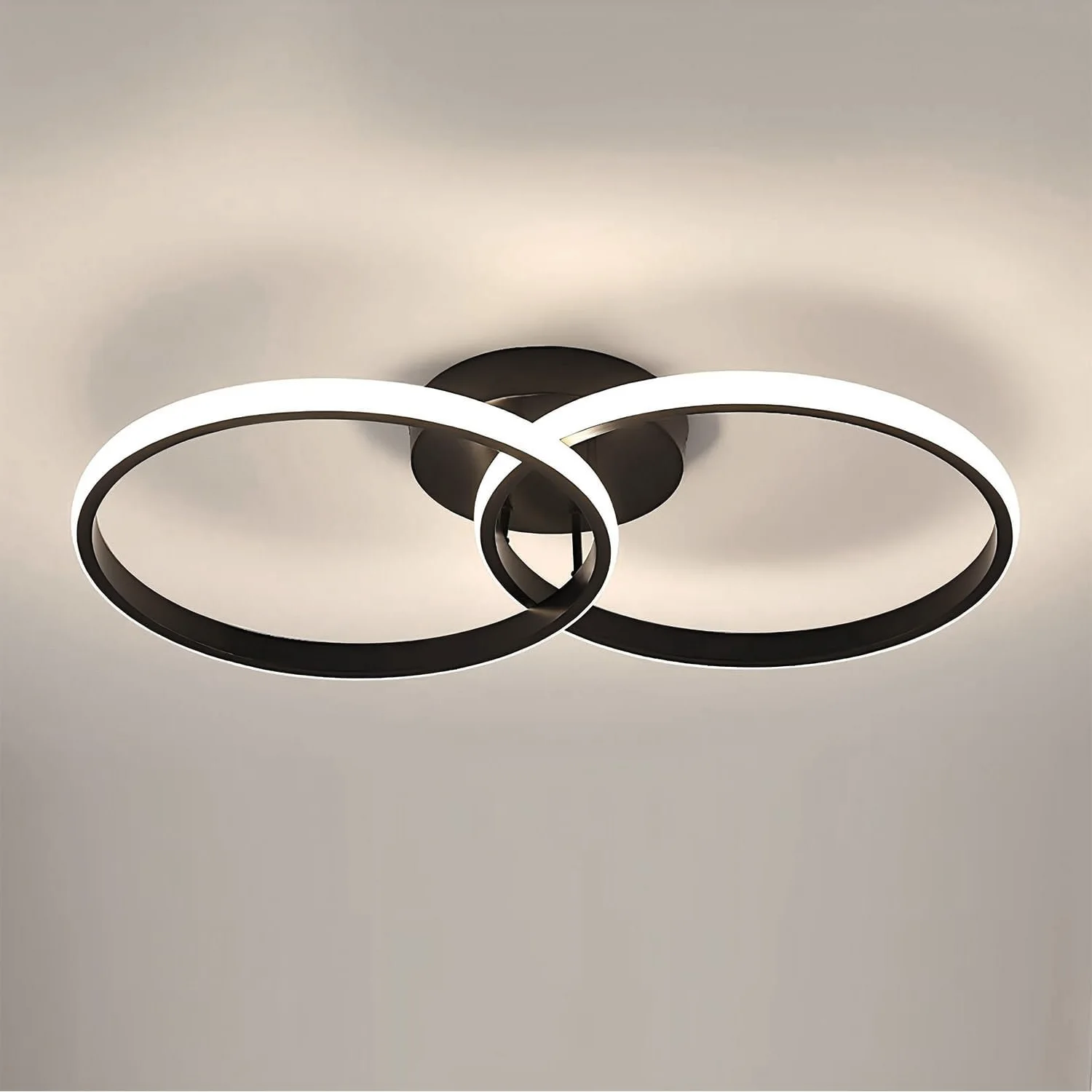 Ceiling Light Modern LED Black Double Ring Ceiling Lamp Natrual Light 4000K Lighting Fixtures for Bedroom Kitchen Living Room St