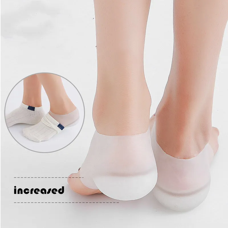 Silicone Height Increase Insoles Heel Cushion Soles Anti-Slip Pain Relieve Invisible Heel Pads Men Shoes Woman Insoles Shoe Pad