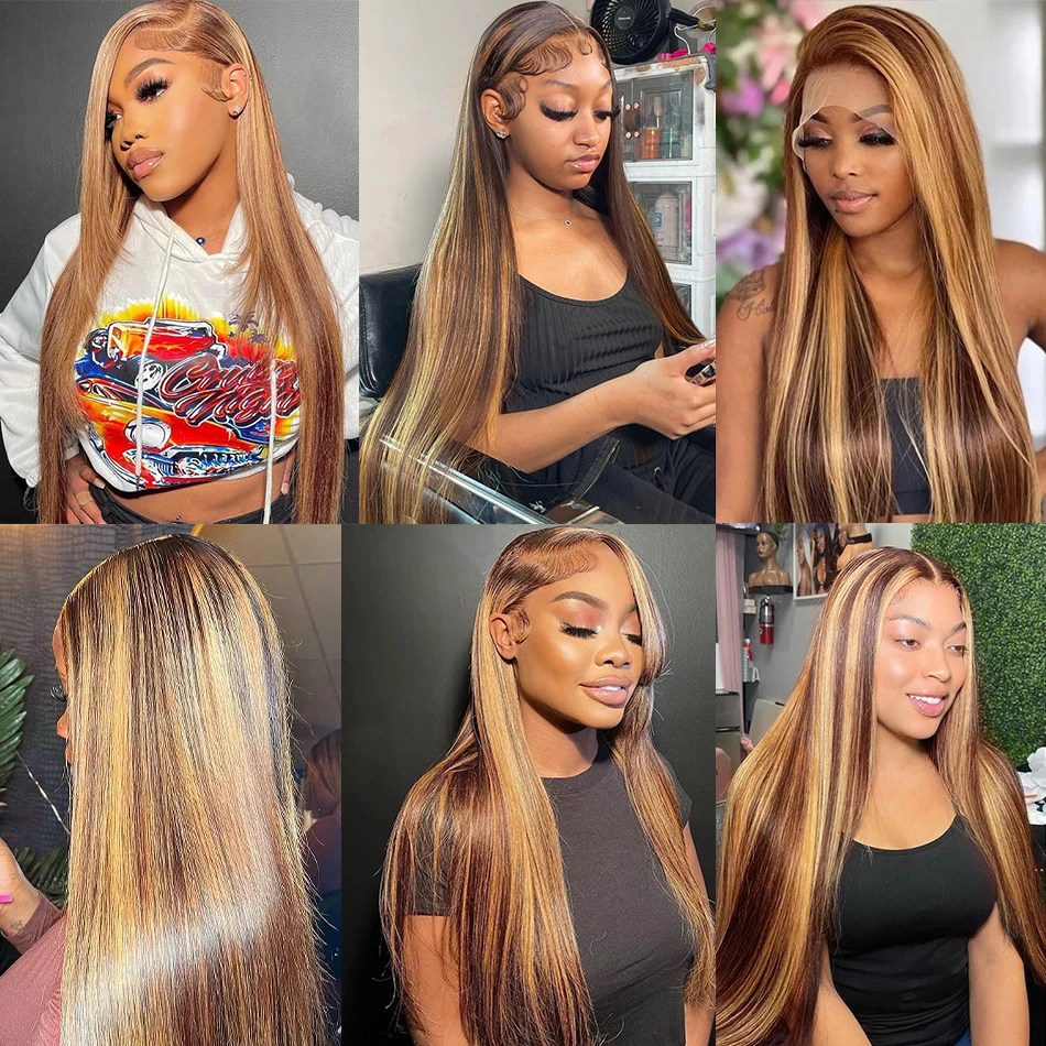 Highlight Wig 13x6 Hd Lace Frontal Wig 13x4 Straight Lace Front Human Hair Wigs For Women Pre Plucked 4/27 Colored Honey Blonde 5