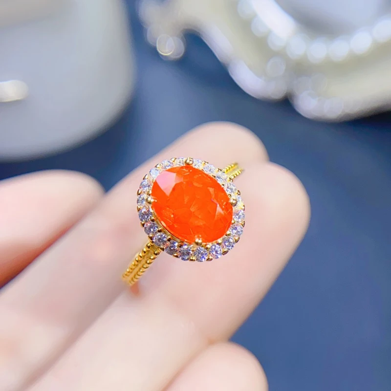 Natural Fire Opal Rings for women silver 925 jewelry luxury gem stones 18k gold plated free shiping items Party Gifts Natural Fire Opal Rings for women silver 925 jewelry luxury gem stones 18k gold plated free shiping items Party Gifts