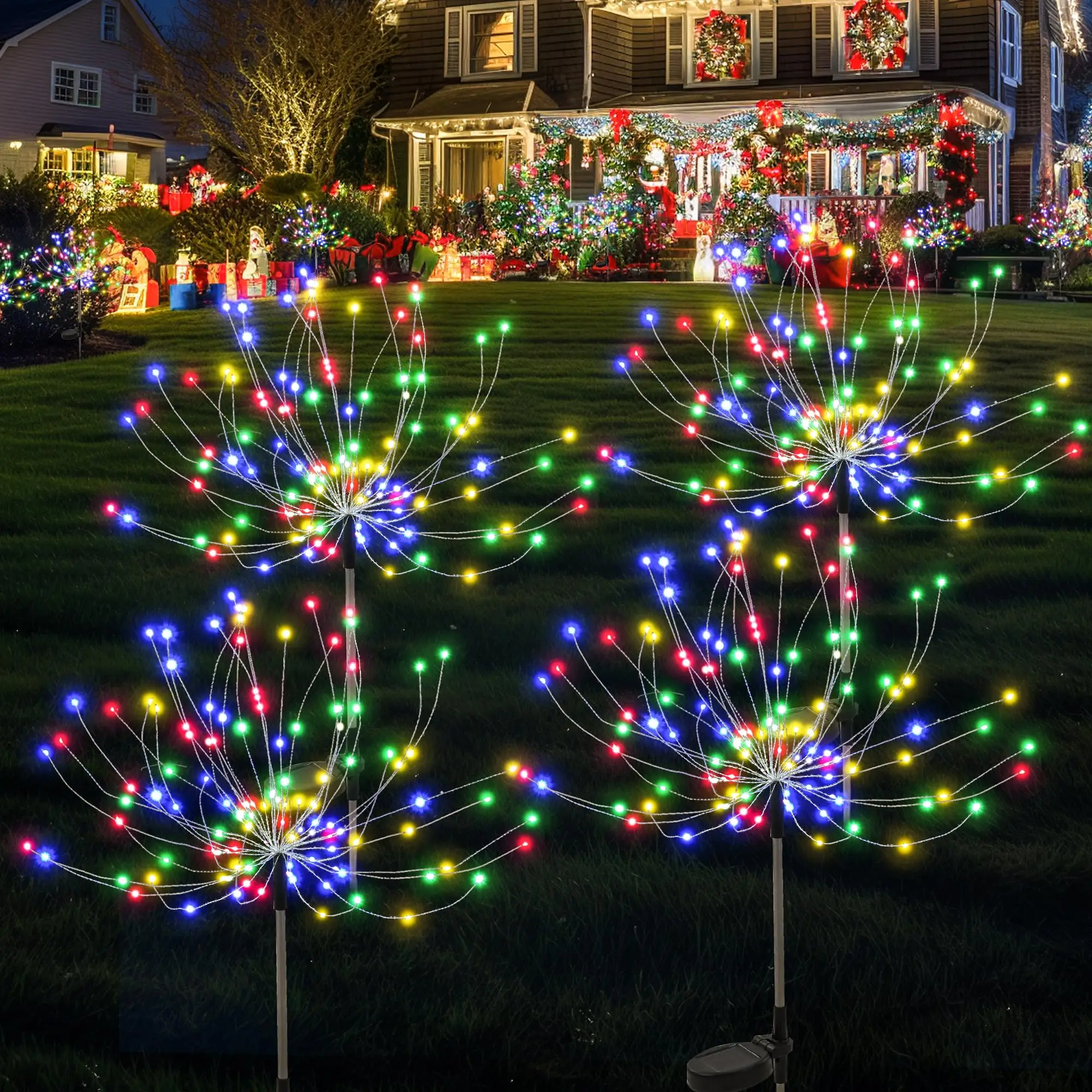 Solar Fireworks Lights – Multicolor LED Starburst Garden Lamps 1