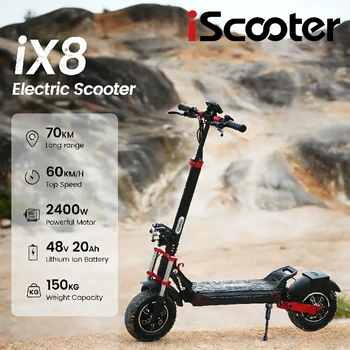Scooter elettrico pieghevole iScooter IX8 per adulti Velocità 60 km/h 2400 W Potenza 48 V Tensione 20 Ah Batteria