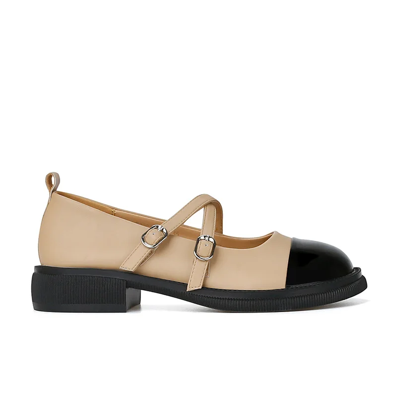 Retro Mary Jane shoes women's 2022 new cross thick heel thick bottom color matching small leather shoes Platform Woman Shoes