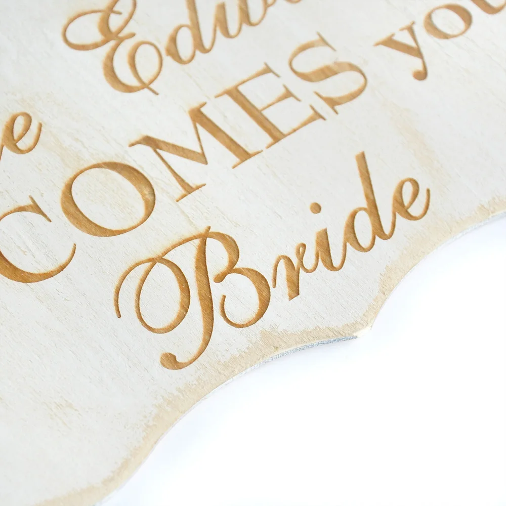 Personalized Wedding Sign Here Comes Your Bride Rustic Wedding Signage Wood Flower Girl Ring Bearer Sign Customizable