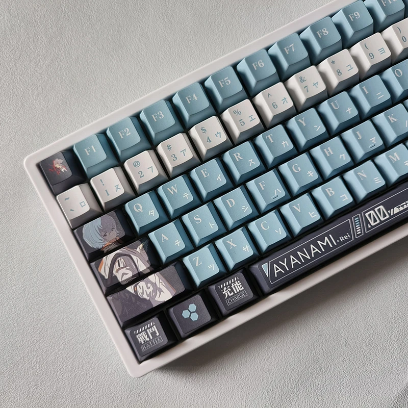 Ayanami Rei Anime Key Caps Pbt Dye Subbed Perfil Cereja Keycaps Gaming para Teclado Mecânico Interruptor mx Conjunto