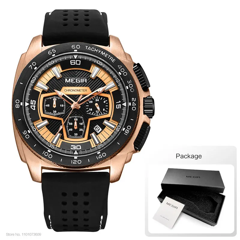 Megir Men's Chronograph Sport Watch with Quartz Movement and Luminous Features