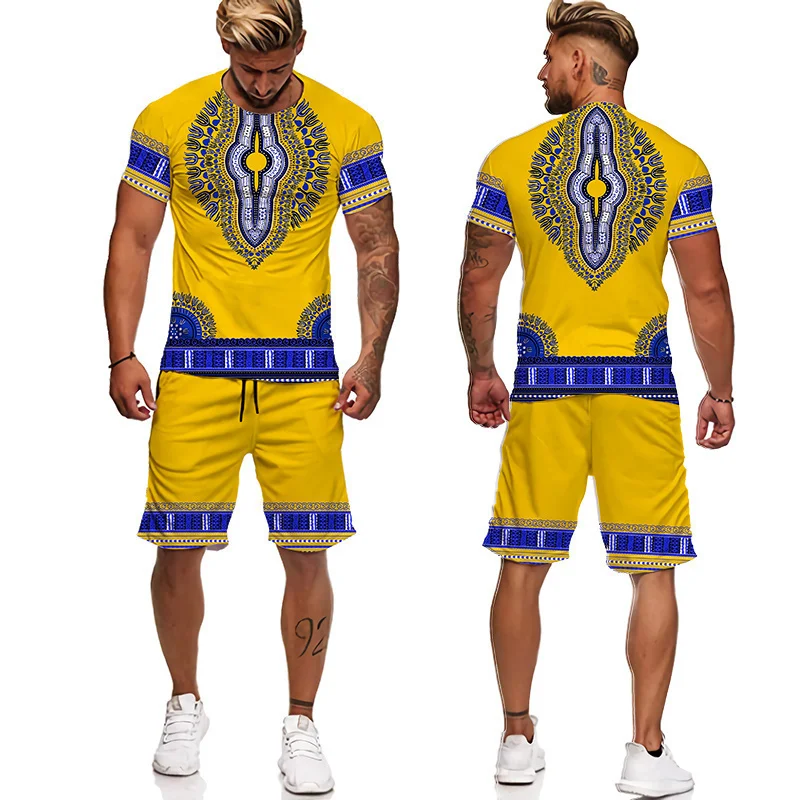 Men African Style Totem Print Tracksuit Vintage Outfits Summer Jogging Suit T-Shirt Shorts Casual Stylish Sweatsuit Set Clothing 4 Men African Style Totem Print Tracksuit Vintage Outfits Summer Jogging Suit T-Shirt Shorts Casual Stylish Sweatsuit Set Clothing
