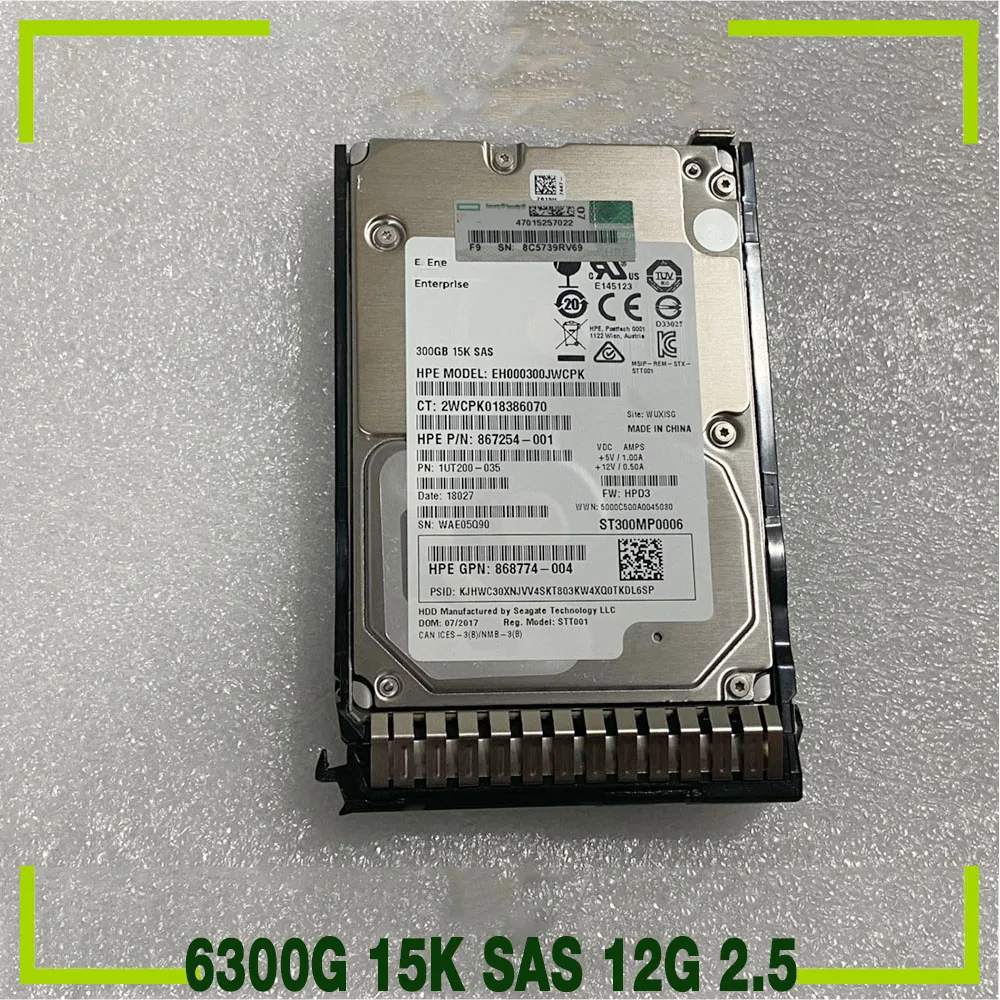 

300GB For HPE G9 G10 870753-B21 870792-001 867254-001 Server Hard Disk 300G 15K SAS 12G 2.5
