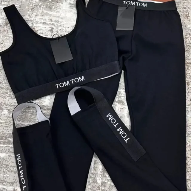 Ensemble pantalon Sexy noir d'été, sans manches, avec lettres imprimées, deux pièces assorties, nouvelle collection 1