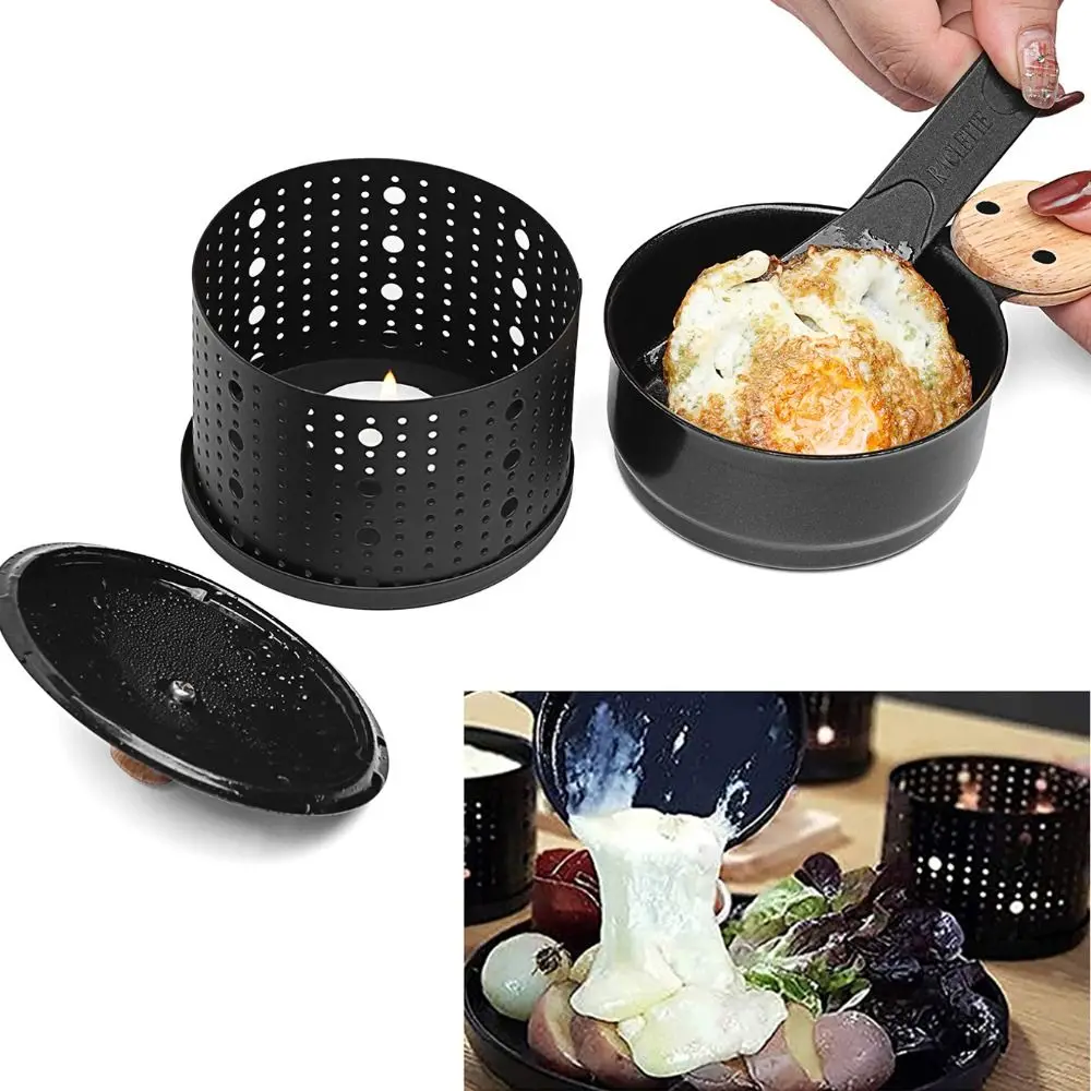 Windproof Cheese Grill Cylindrical Non-stick Cheese Raclette Pot Anti-scald Handle with Shovel Raclette Oven Baking