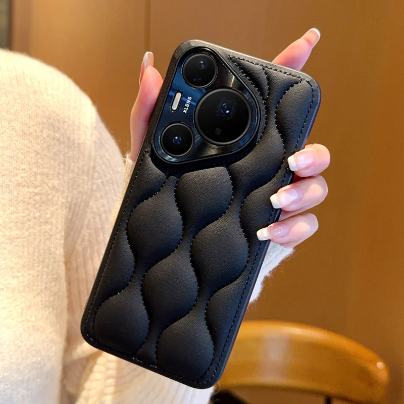 Shockproof Luxury Geometric Leather Phone Case with Soft Touch & Precise Camera Protection