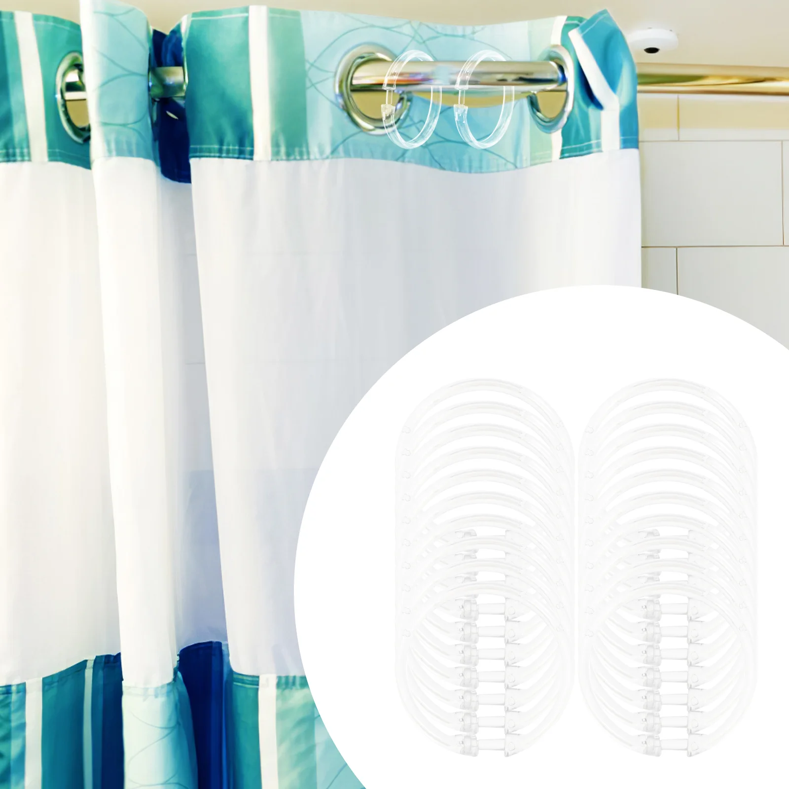 

24pcs Shower Curtain Rings Replacement Roman Rod Curtain Rings Shower Curtain Rings