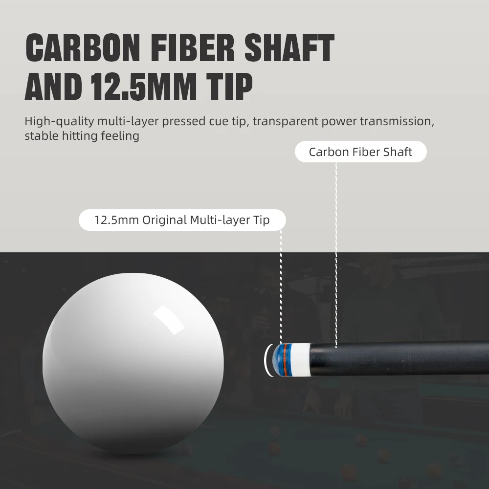 GEN カーボンキュー12.5 12.5 mm 100% Carbon Fiber Shaft, Black Technology Shaft of Pool