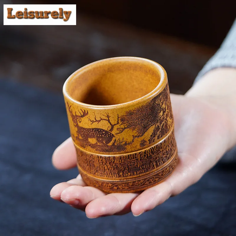 170ml Yixing Zisha Fu Deer Teacup Handmade Tea Bowl Mug Tea-tasting Fragrance Cup Jianzhan Master Cups For Tea Accessories Craft