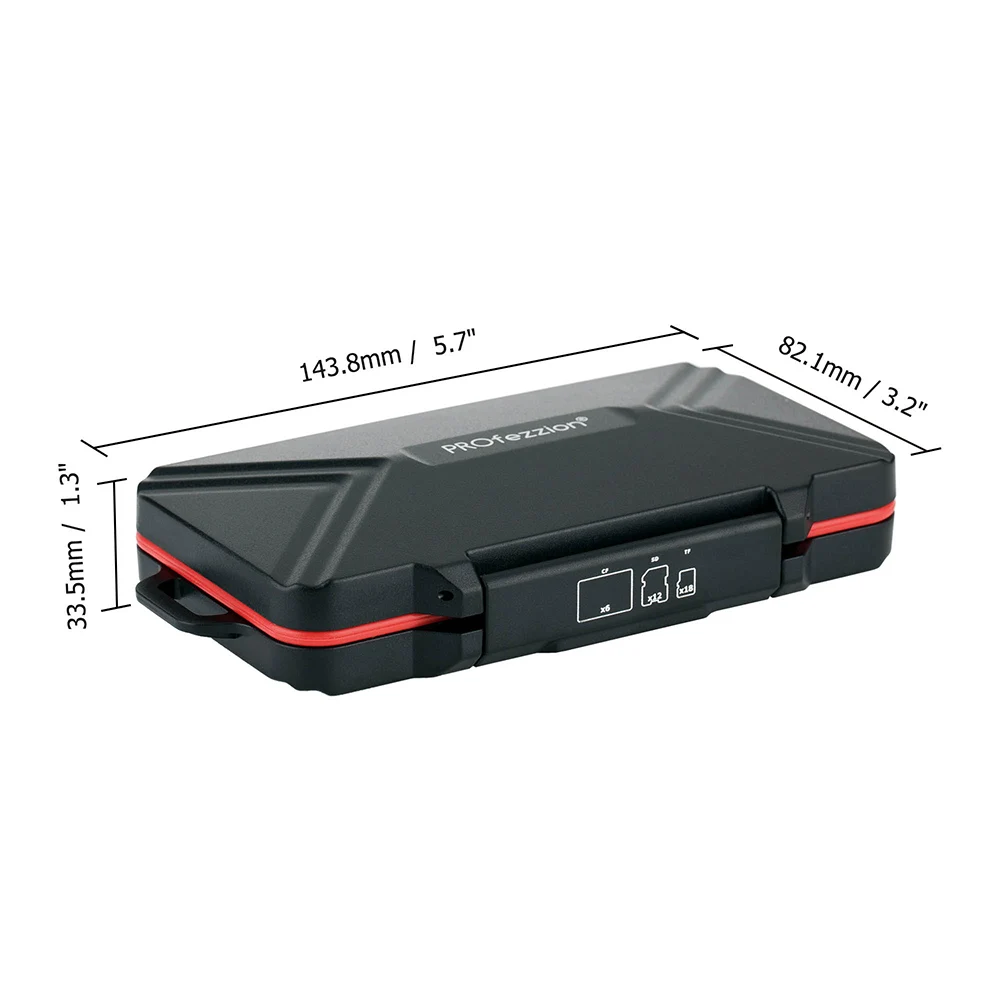 PROfezzion 36 Slots SD Card Case Waterproof CF Micro SD Card Holder Storage Box with Carabiner Memory Card Container Microsd