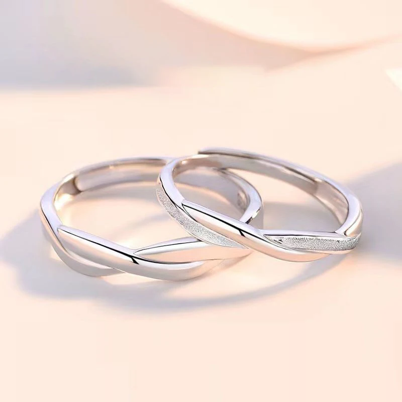 Couple Rings Set Simple Opening Adjustable Finger Ring For Women Men Anniversary Gift