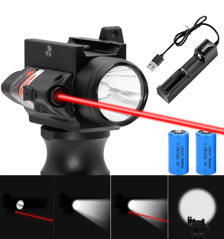 

Rechargeable metal 1000 lumen red laser flashlight combo for rifle