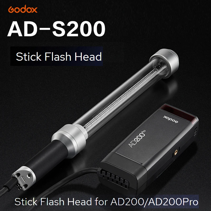 Godox Ad-S200 200W Stick Flash Head Per Ad200/Ad200Pro Speedlite Flash 360 Gradi Di Diffusione Della Luce Tubo Palmare Light Stick Tube