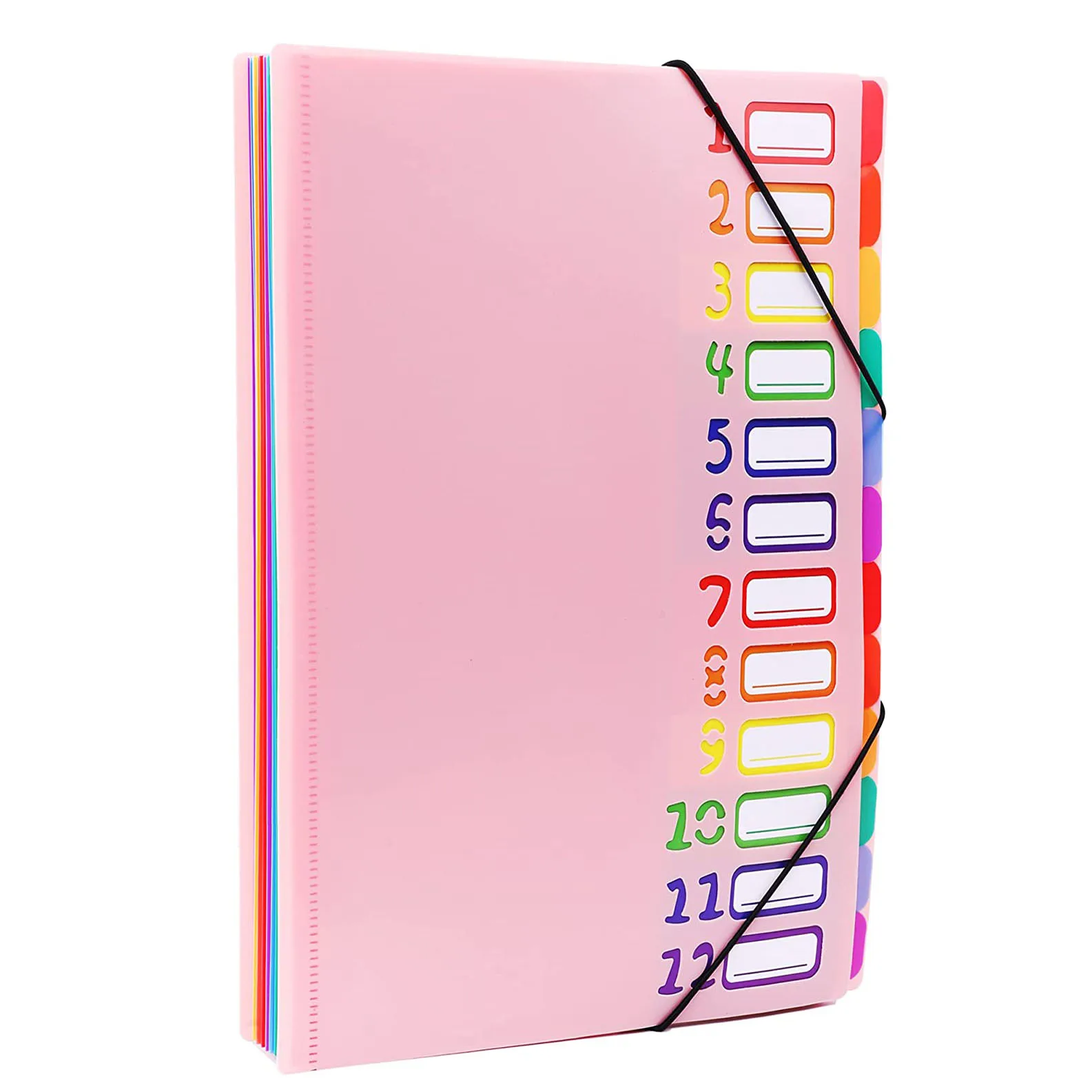 

A4 Letter Size Expanding File Folder Organizer, 24 Pocket Hold 240 Sheets, Rainbow Lining Filing Folder for Home, Office, School