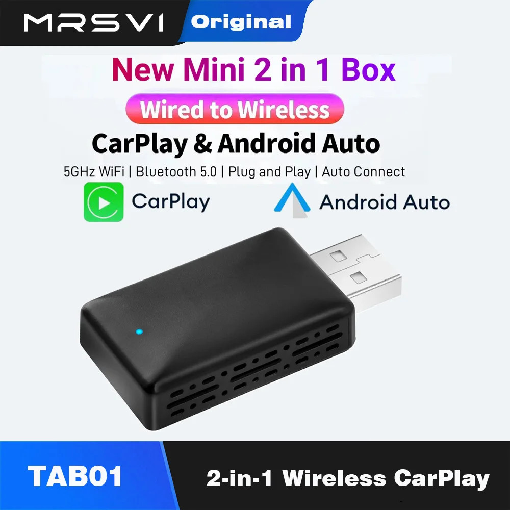 Adaptador inalámbrico MRSVI Mini CarPlay, Dongle inalámbrico Android Auto, Wifi 5.8G, caja de conexión automática para iPhone y Android, para Volvo, Benz, VW