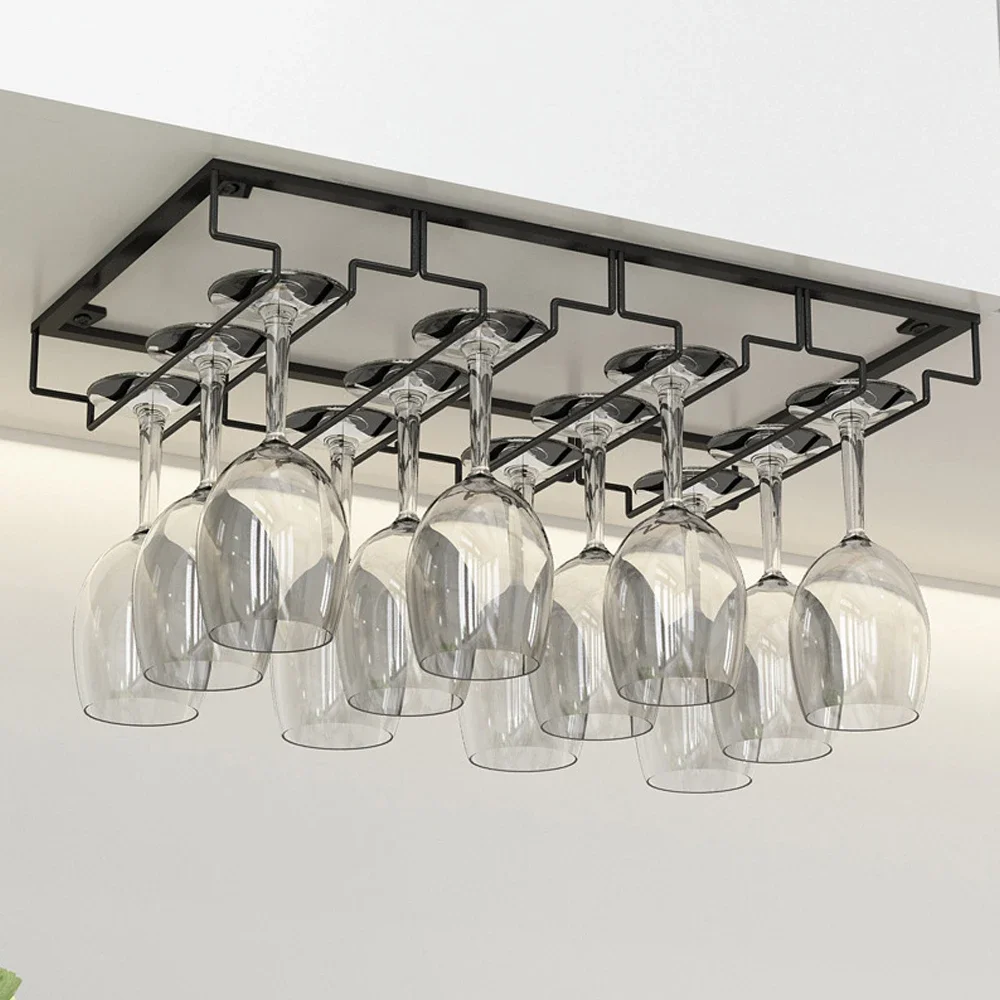 Under Cabinet Stemware Stand Hanging Shelf Bar Hanger wine glass holder rack Iron Wine Rack Glass Holder