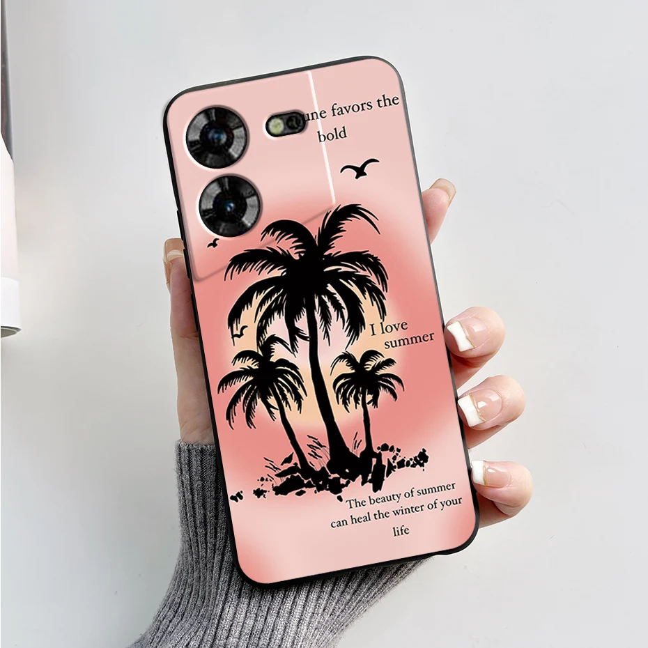 Stylish Black Silicone Phone Case with Pattern - Slim and Soft  Cover