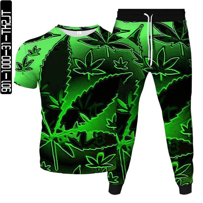 

Weed Flower Leaf Rose Print Men Women Tracksuit Homme Fashion T-Shirt+Jogging Pants Two Piece Sets Male Plus Size Clothing 6XL