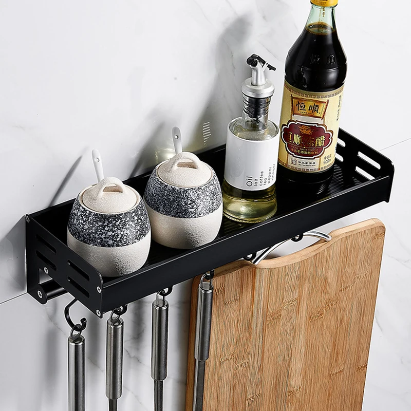 Kitchen Storage Rack Wall Mounted Oil Sauce Bottle Seasoning Shelf