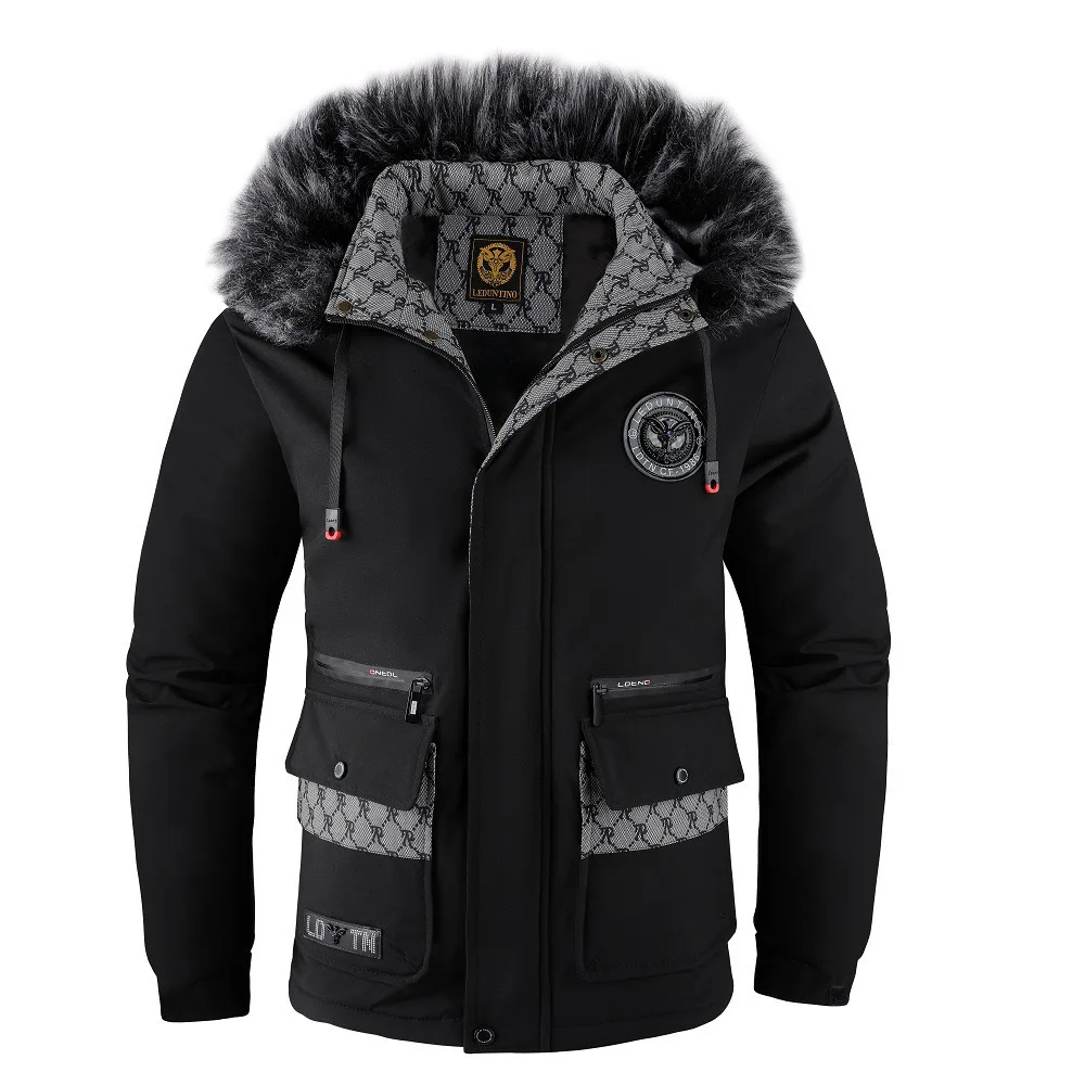 

Winter new men's big fur collar velvet thickened cotton jacket cotton jacket cotton clothes high-end coat father father