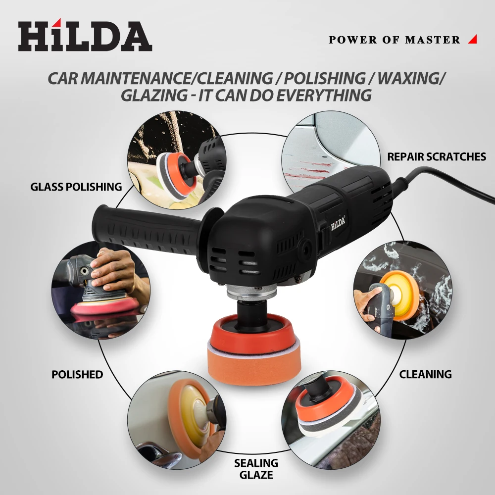 HILDA 3 inch Polisher Adjustable Speed Car Electric Polishing Machine Waxing Machine Car Furniture Polishing Power Tools car polisher cordless car polisher electric polisher