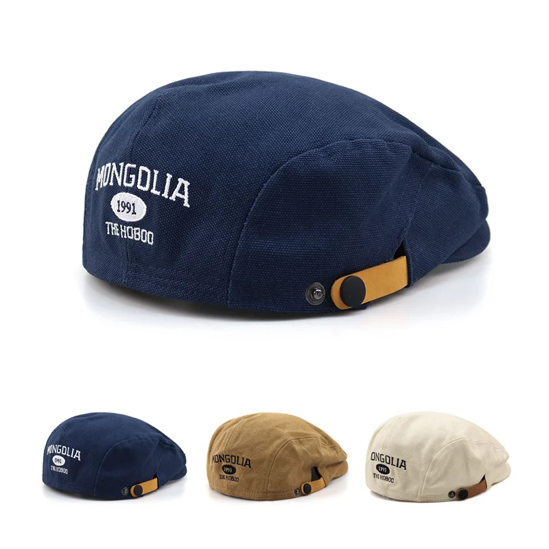 Casual Hat Beret Hat Newsboy Cap Newsboy Hat Woolen Beret Men Women Beret Spring Summer Embroidery Flat Hat Vintage Casual Newsboy Cap Unisex Cotton Gatsby Cabbie Cap Front Back Wear
