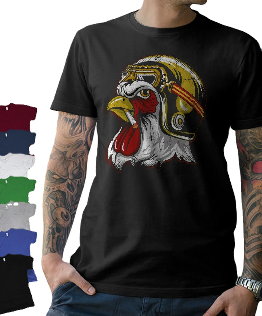 

Rooster Biker Motorcycle Oldschool Chopper MC Cafe Racer T-Shirt. Summer Cotton Short Sleeve O-Neck Men's T Shirt New S-3XL