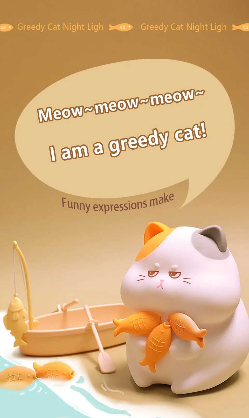 Description Picture 3 of itemCute Cat Night Lights USB Rechargeable Silicone Gluttonous Cat Touch Patting Lamp Timing Dimmable Bedroom Desktop Decor Light