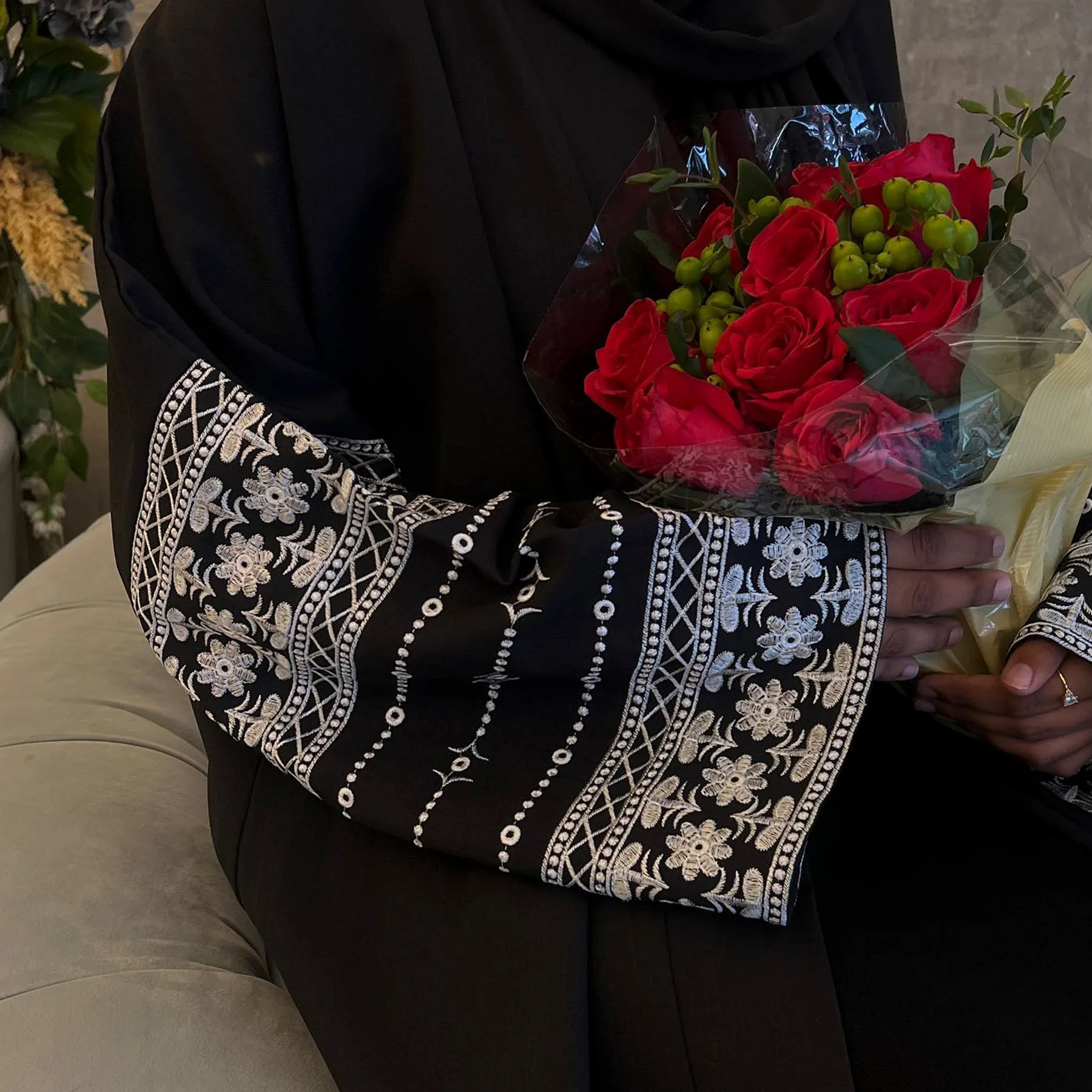 여성용 Eid 자수 무슬림 아바야, 라마단 원피스 모로코 레이스업 아바야스 카프탄 이슬람 가디건, 두바이 아랍 롱 로브 2024