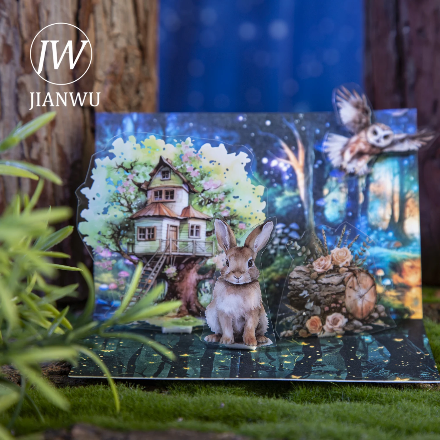 JIANWU 80mm * 200cm 야간 숲 시리즈 빈티지 나무 빛 풍경 재료 콜라주 Washi 테이프 크리 에이 티브 DIY 저널 편지지