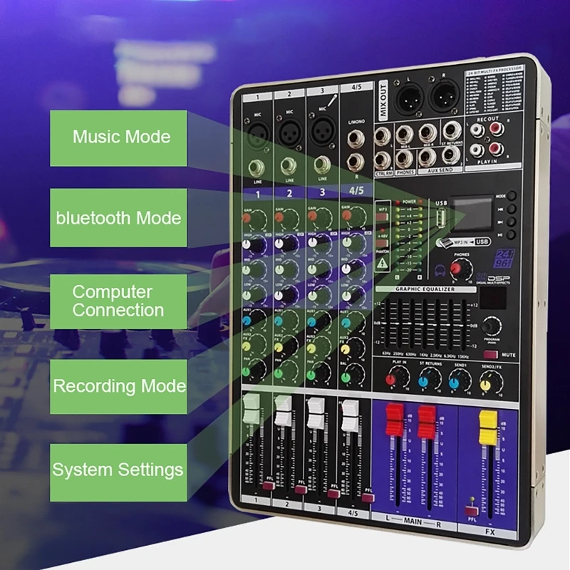 4ChannelEqualizer99EffectsMixerbluetooth50MixerLCDScreenMP3