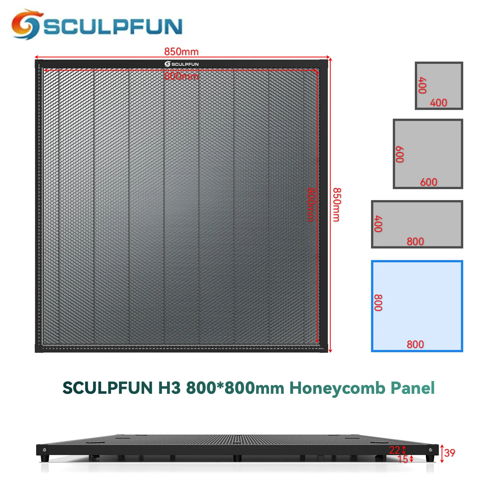 

SCULPFUN 400x400mm Honeycomb Panel 600x600/800x800mm Working Table Suitable For All Sculpfun S9/S10/S30 Laser Engraver Machine