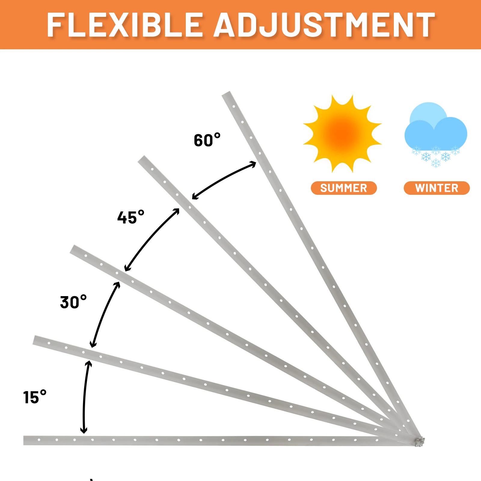 Solar Panel Tilt Mount Brackets CP-SETUNO 45in Adjustable Support up to 100W-500 Watt Solar Panel for Any Flat Surface Roof RV