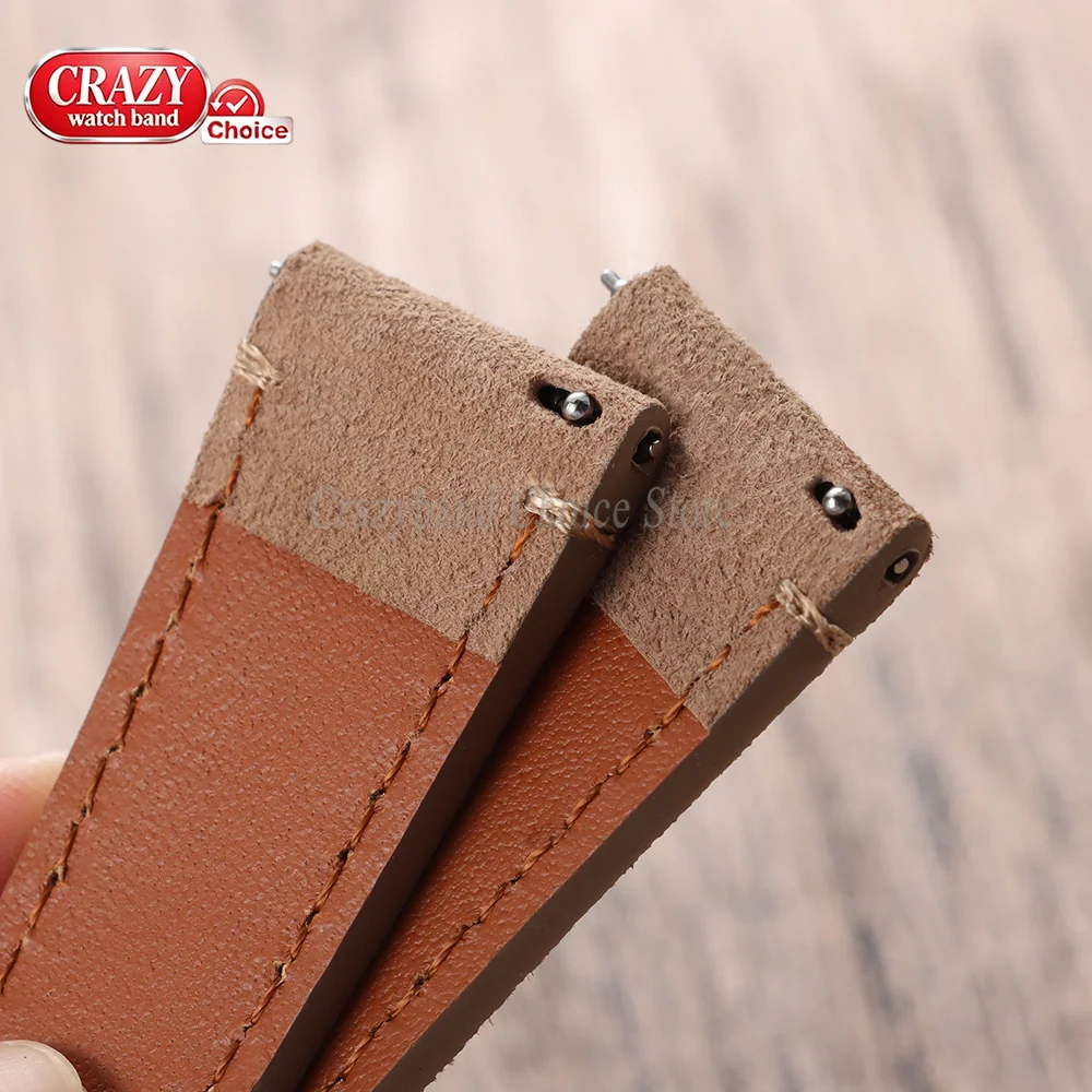 Premium Suede Leather Watch Strap - Brown, Black, Blue