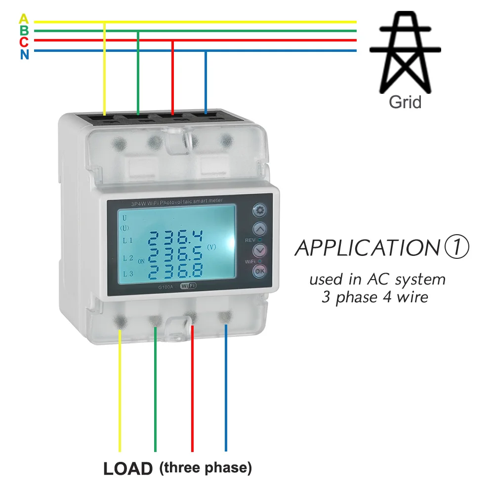 3 Phase 4 Wire 380V 100A Tuya WiFi Smart Bi-Directional Energy Power kWh Meter O